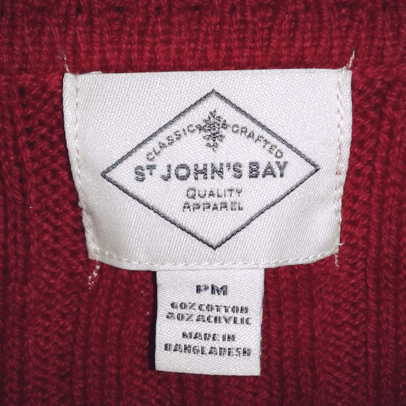 St Johns Bay Red Zippered Cable Knit Sweater - Picture 3 of 6